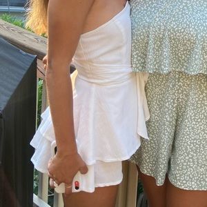 white strapless romper